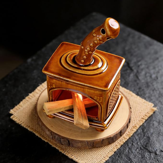 Farmland Brown Ceramic Palo Santo Holder & Mini Chiminea Smudge Bowl - Versatile Burner for Sage Sticks, Incense Cones, Copal & Candles - Perfect for Yoga,Zen Ash,Meditation & Mindfulness