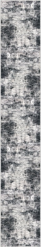 IOHOUZE Abstract Runner Rug 3x18 Ft Extra Long Washable Runners for Hallways, Non Slip Kitchen Runner Printed Faux Wool Entryway Runner Indoor, Modern Abstract Floor Carpet for Hall Stair, Black Grey