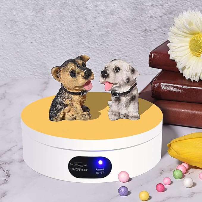Cup Turner Rotating Display Stand for Epoxy Tumbler, 360 Mute Turntable, Take Photos and Videos, USB Power Cable, 6.3in