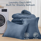 HEVUMYI Dusty Blue Twin Comforter Set - 5-Piece All Season Bed in a Bag Twin, Ultra Soft Bedding Set with Comforter, Flat Sheet, Fitted Sheet, Pillowcases, Pillow Shams