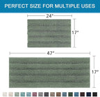 H.VERSAILTEX 2 Piece Bathroom Rugs Bath Mats Sets Super Absorbent Chenille Striped Bath Mats Non Skid Machine Wash Dry Rugs for Bathroom Floor (Green Bay, 47 x 17 Plus 17 x 24 - Inches)