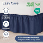 Wrap Around Dust Ruffle Bed Skirt - Navy Blue - for Queen Size Beds with 18 Inch Drop - Elastic Strap - Adjustable Pleated Bedskirt with Brushed Fabric and Wrinkle Free - for Women, Men, Kids & Teens