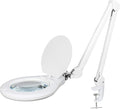 Neatfi Elite Super LED Magnifying Lamp with Clamp, 6” Glass Lens, Dual Magnification, 5D/12D, 6500K, Glare-Free, Nonpolar Dimming, Lamp for Reading, Sewing, Crafting (6 Inch Lens, White)