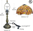Tiffany Style Table Lamp Vintage Stained Glass Desk Lamp Mable Gradient Green Wisteria Bedside Reading Light Decor Bedroom Living Room Home Office D12 xH18