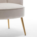Trendy Velvet Accent Chair with Gold Metal Legs, Upholstered Armchair for Small to Mid-Size Spaces, Modern Living Room, Bedroom, Vanity Desk and Entryway, Ivory