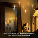 Homemory 12PCS Flameless LED Taper Candles Lights, NO Remote, Battery Operated Candlesticks with Warm Yellow Flickering Flame, 0.79 x 6.5 Inches Dripless Fake Floating Taper Candles