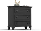 GarveeHome Black 3 Drawer Dresser for Bedroom, Wide Chest of Drawers with Vintage Handle, Wood Dresser Wide Nightstand for Living Room