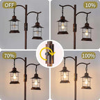 Industrial,Vintage Dimmable Floor Lamp,2 Classical Lanterns Standing Lamp, Rustic Farmhouse Floor Lamp with Bronze Gold Finish, for Living Room Bedroom (Red Copper-B-Style)