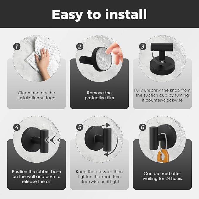 Shower Hooks for Inside Shower,No-Drill Removable&Reusable Towel Hooks for Bathroom,Heavy Duty Suction Cup Hooks for Glass Window,2 Packs(Black)