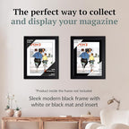 Creative Picture Frames 10.75 x 13.75 Magazine Frame with Full-Strength Glass, Holds Up To A 1/4" Thick Media with Installed Hangers for Easy Mounting, 12x15 Black Frame with White Mat