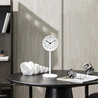 QIYAODECO® 3.2" Analog Alarm Clock,Small Retro Desk Clock Battery Operated,Slient Metal Table Clock with Light for Living Room Decor,Bedroom,Bedside,Shelf (White)