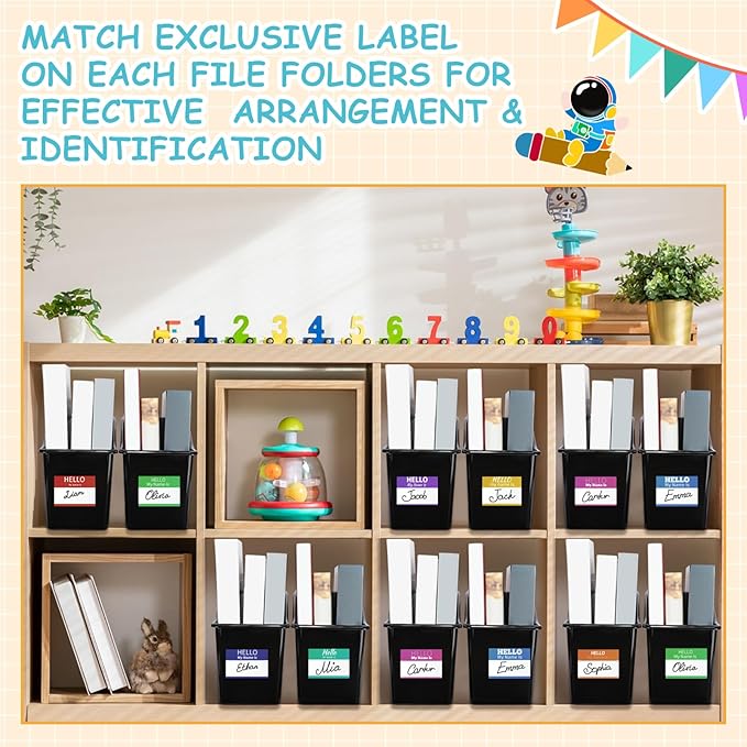 Fuutreo 12 Pieces Book Bins for Classroom Plastic Binder Holder Magazine Stuff Folder File Organizer Box for Home Office School Supplies (Black)