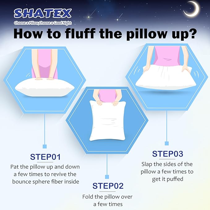 Shatex Medium Firm Pillow, King Size 34 x 20 inch, Adjustable Pillow for Neck Pain Relief, Provide Strong Support for Stomach & Side Sleepers