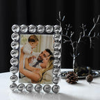 Crystal 5x7 Inch Picture Frame, Home Decor Ball Wedding Photo Frame Tabletop Display, Display Pictures 5''x 7'', Silver, Comes with Gift Box