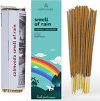 Fresh Rain Incense Sticks - (80 Scent Sticks) Charcoal Free, Made from Upcycled Flowers | Like Petrichor Aroma of Rain Soaked Earth | Relaxing Scents for Meditation Incense