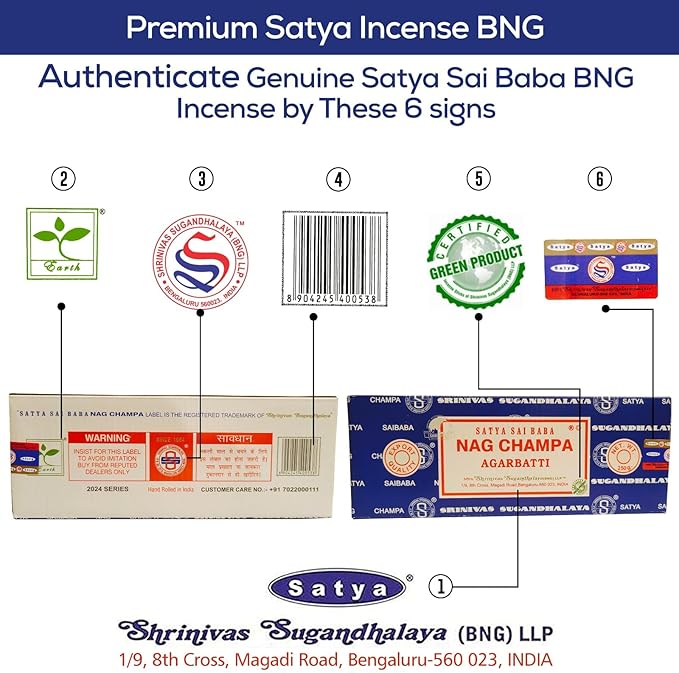 Satya Nag Champa Incense Sticks Bangalore- 250gm Bundle Natural Hand Rolled Non-Toxic Nagchampa BNG Insense Set with Raajsee Insence Stick Holder for Meditation, Yoga, Aromatherapy & Joss Sticks