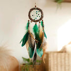 Mini Dream Catcher for Car Rear View Mirror Accessories - Handmade Small Green Dreamcatchers Boho Car Charm Interior Native Ameican Indian Ornament Room Decor