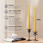 12-Inch Tall Dripless Taper Candles Set of 4 - Mustard Yellow Tapered Candles, Perfect for Spring - Smokeless, Unscented, Long Burning - Hand Poured, Colored Tall Candlesticks - Mustard