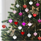 48 Pieces Valentine's Day Heart Baubles Ornaments Valentine's Day Heart Shaped Ornaments for Valentine's Day Decoration or Wedding Anniversary Party Supplies, 4 Colors in 3 Styles