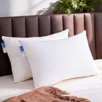Goose Down Feather Pillows Queen Size Set of 2 with Soft Cotton Cover for Side Back Stomach Sleepers 3-Zone Cervical Neck Support Hotel Collection Bed Pillow (2, Queen)