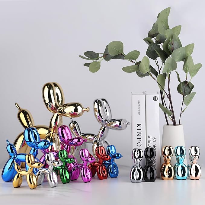 Pink Balloon Dog Decor - Animal, Shelf & Modern Desk Statue - Office Gold Decorations