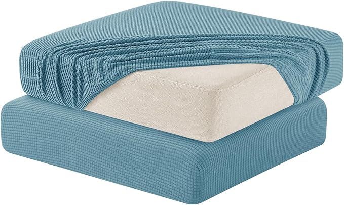 Hokway 2 Piece Couch Cushion Slipcovers Stretch Reversible Cushion Replacement Slipcovers Sofa Cushion Covers(Smoky Blue, 2)