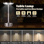 Rechargeable Cordless LED Table Lamps Touch Sensor Light, 3-Levels Portable Dimming Wireless Battery Operated Lamp，Nightstand Lamp/Night Light/Restaurant Table/Outdoor/Coffee/Bar (Grey)