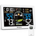 Weather Station Wireless Indoor Outdoor, Digital Thermometer, 7.5'' VA Display Home Weather Stations, Accurate Temperature Humidity Gauge with Weather Forecast, Atomic Clock,White