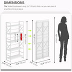 4NM 5 Tiers No Assembly Book Shelves, 51.2" H Folding Bookshelf Bookcase Open Industrial Foldable Shelves for Bedroom, Living Room, Home Office - All White