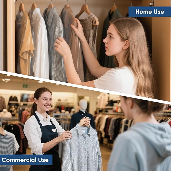 100 Pack 23.6"x40" Garment Bags for Hanging Clothes, Thick Clear Plastic Dry Cleaning Covers for Closet Storage & Travel