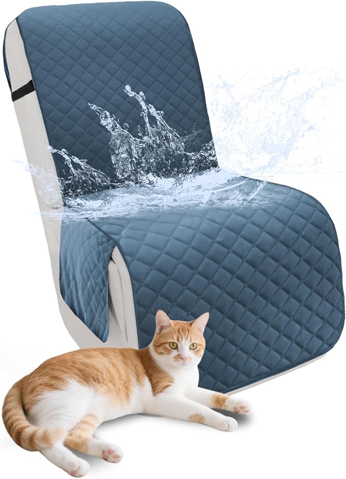 Reclining Sectional Couch Covers 100% Waterproof L Shape Recliner Couch Covers for Sofa Pets Washable Anti Slip 1 Additional Couch Cover for Reclining Couch (Additional Seat, Dark Blue)