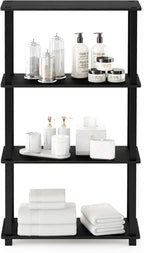 Furinno Turn-N-Tube 4-Tier Multipurpose Shelf Display Rack, Square Tube, Americano/Black