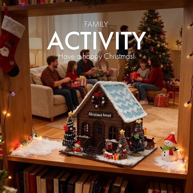 DIY Miniature House Kit: Christmas Vintage Street 3D Wooden Model - Challenging Adult Building Project, Unique Holiday Home & Room Decor (6.3" x 6.7" x 6.7")