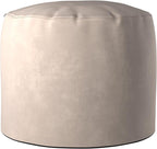 Howard Elliott Tall Round Pouf Ottoman Foot Rest With Cover, Round Stuffed Filled Foot Stool, Fluffy Comfortable Soft Seating for Living Room & Bedroom, 22 x 22 x 18 Inch, Bella Sand
