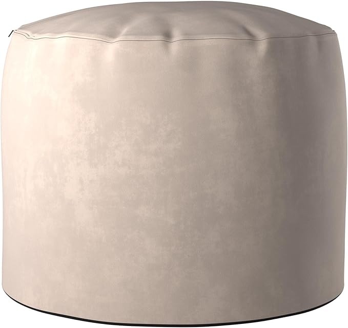 Howard Elliott Tall Round Pouf Ottoman Foot Rest With Cover, Round Stuffed Filled Foot Stool, Fluffy Comfortable Soft Seating for Living Room & Bedroom, 22 x 22 x 18 Inch, Bella Sand