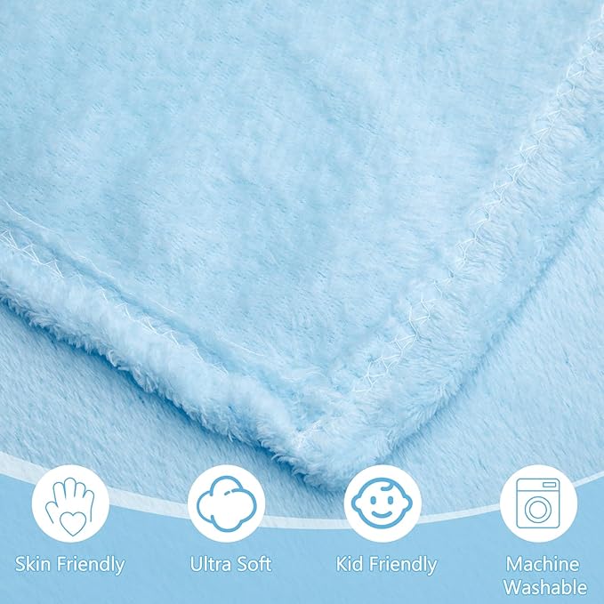 Tinideya 6 Pcs Flannel Fleece Throw Blanket Bulk 50 x 60 Inch Soft Fleece Blanket Warm Throw Blankets Coral Blankets for Couch Sofa Home Wedding Gifts Season (Sky Blue)