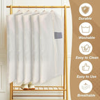Aliceset 6 Pcs 24 x 40 Inches Cotton Garment Bags for Hanging Clothes, Canvas Suit Bags for Clothes Coats Jackets Shirts Closet Storage Travel Gusseted Hanging Garment Cover
