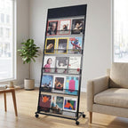 5 Layer Floor Magazine Rack Stand, 70"×27×13.6" Brochure Display Stand with 4 Universal Wheels, Detachable Magazine Display withTop Billboard, for Exhibitions, Shopping Malls, Hospitals, Offices