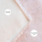 Pink Boho Faux Rabbit Fluffy Fur Rugs for Bedroom Shag Circle Washable Area Rugs for Living Room Nursery Round Rug 4ft