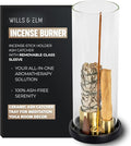 4 in 1 Ceramic Incense Burner with Glass Ash Catcher, Incense Holder for Sticks, Palo Santo, Sage and Cones - Ceramic Ash Catcher Tray for Meditation Yoga Room Home Decor - Black