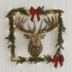JJALIGHTS Animal Heads Wall Decor Resin Animals Sculptures Head Wall Hanging Decoration Imitation Copper vintage Wall Sculpture for Living Room Bedroom Office(Deer,include metal frames)