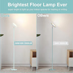 Bright Floor Lamp for Living Room, 42W LED Room Lights with Remote, 3700LM RGBW Modern Tall Standing Light, Color & Brightness Dimmable, UFO Ring Lamp,1/2/3H Timer for Bedroom,Office(Blue