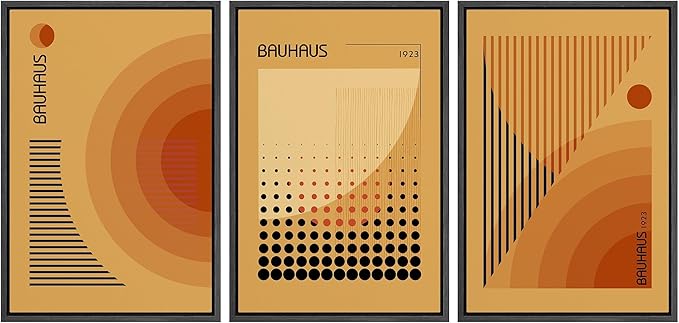 MUDECOR Framed Canvas Print Wall Art Bauhaus Art Prints Abstract Mid Century Modern Wall Art Minimalist Decor for Bedroom - 16"x24"x3 Black
