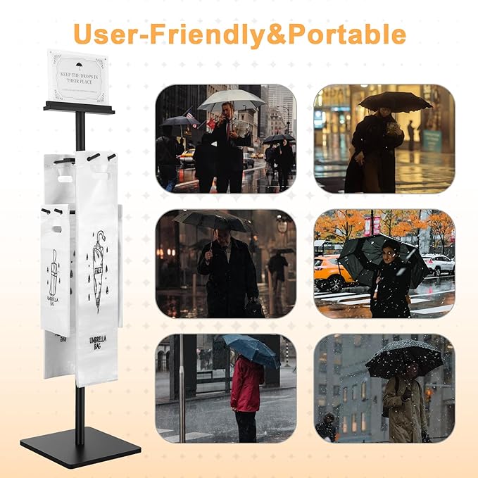Wet Umbrella Bags Stand with Free 400 Umbrella Bags Disposable,Umbrella Holder for Entryway,Dual Size Umbrella Bags Disposable with Stand,Commercial Wet Umbrella Bag Wrapper Stand Indoor Entryway