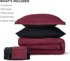 Bedsure Queen Comforter Set - 7 Pieces Reversible Burgundy and Black Bedding, Queen Size Bed Set for All Seasons, Bed in a Bag with Down Alternative Comforter, Sheets, Pillowcases & Shams