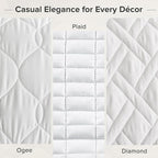 Comfort Spaces King Quilt Set Modern Reversible Diamond Coverlet King Bedding Set Cozy Quilted Winter Layer, All Season Lightweight Soft King Size Quilt, Kienna, White Diamond 3 Piece