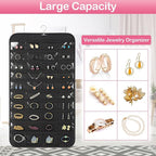 Hanging Jewelry Organizer for Closet with Swiveling Hanger, 17 x 30 In, 80 Clear Pockets Jewelry Organizer Hanging for Jewelries, Earrings, Accessories (Beige) (1, Black)