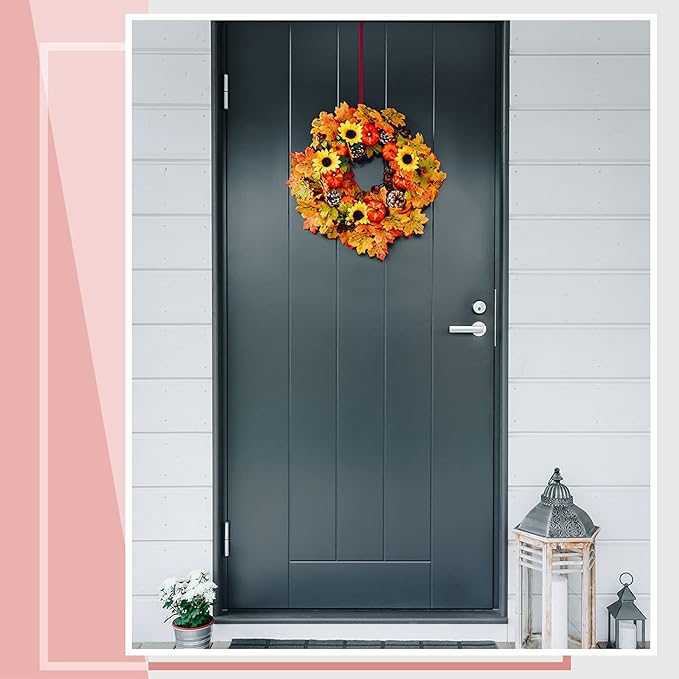 Hotop 15 Inch 6 Pcs Wreath Hangers for Front Door Over The Door Hanger Hooks Steel Wreath Doors Hangers Clothes Towel Hooks Holder for Christmas Halloween Front Decorations Welcome Sign(Red)
