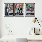 Novatique Abstract Pop Art Wall Decor Street Graffiti Wall Art Teenager Graffiti Art Painting Canvas Print for Living Room Bedroom,12" x 16" x 3Pcs