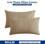 MIULEE Pack of 2 Decorative Outdoor Solid Waterproof Throw Pillow Covers Faux Linen Garden Farmhouse Cushion Cases for Patio Tent Balcony Couch Sofa 20x12 Inch Taupe Grey